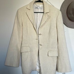 Zara cream Blazer with shell buttons